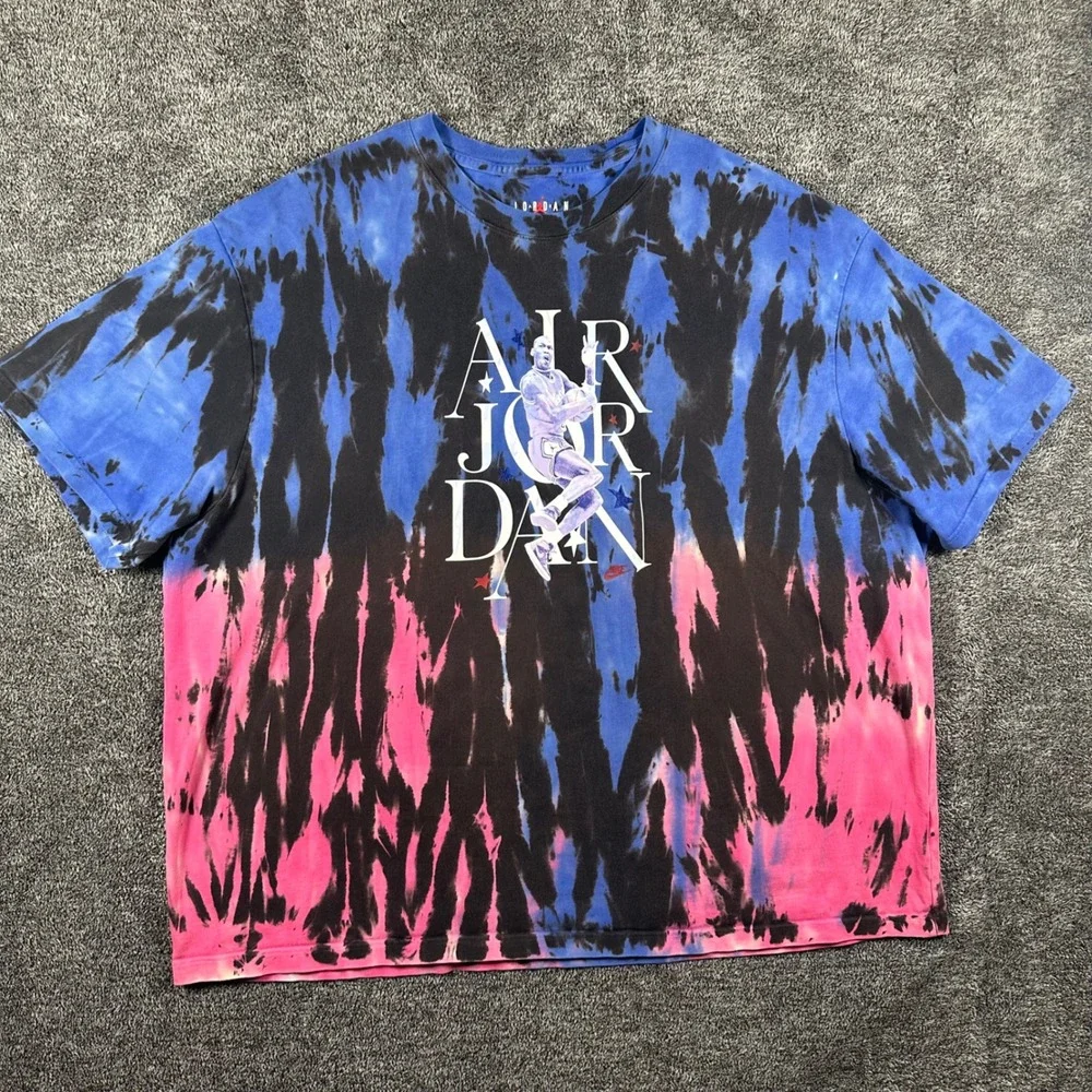 Jordan T-Shirt Mens 3XL Tie Dye Blue Pink Black Michael Jordan Graphic Bball
